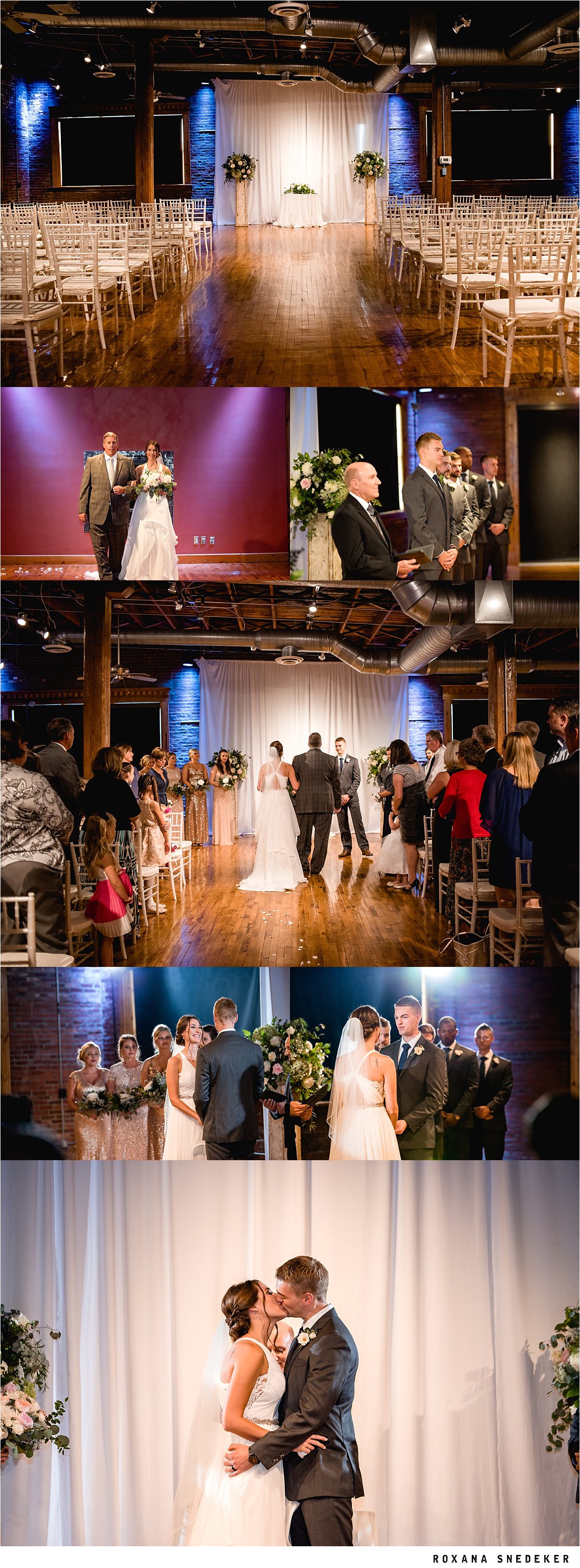 Indianapolis wedding at the Mavris arts & event center by Roxana Snedeker