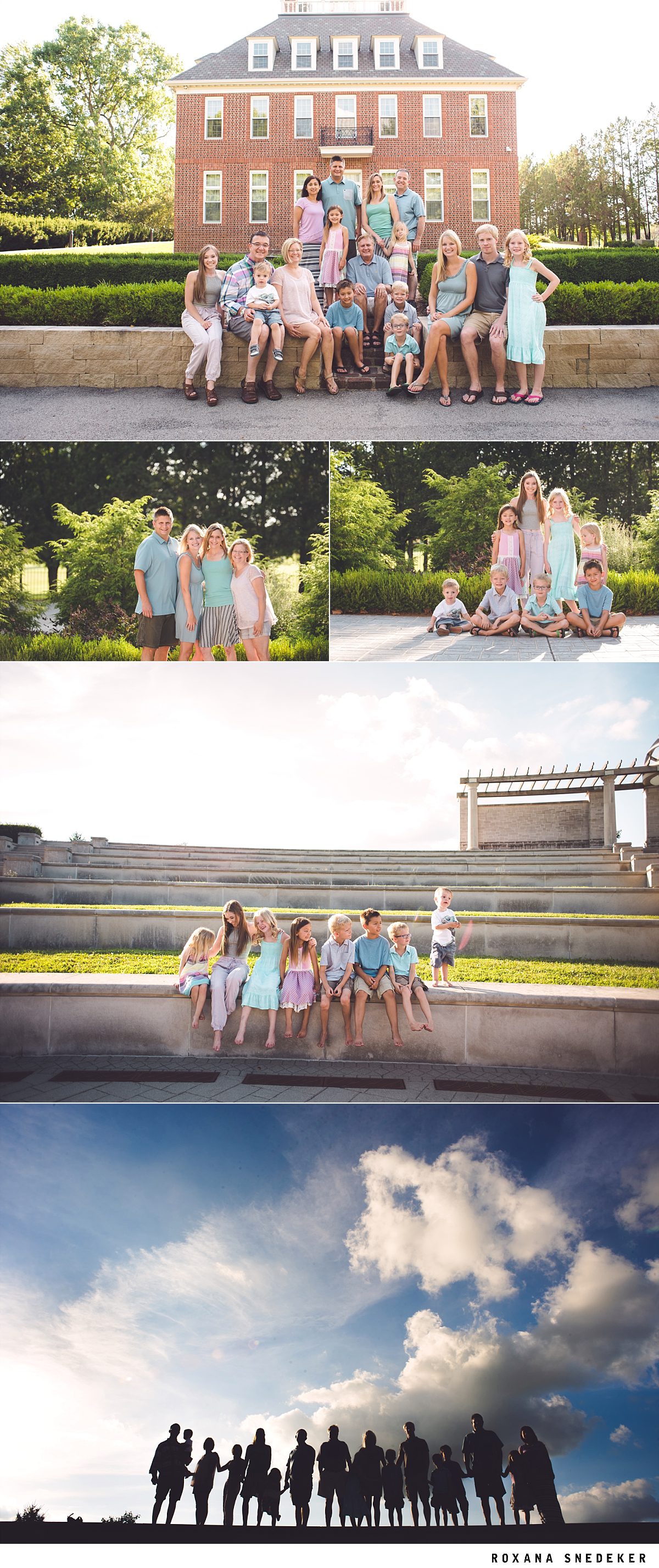 Extended family session in Carmel, Indiana Coxhall Gardens