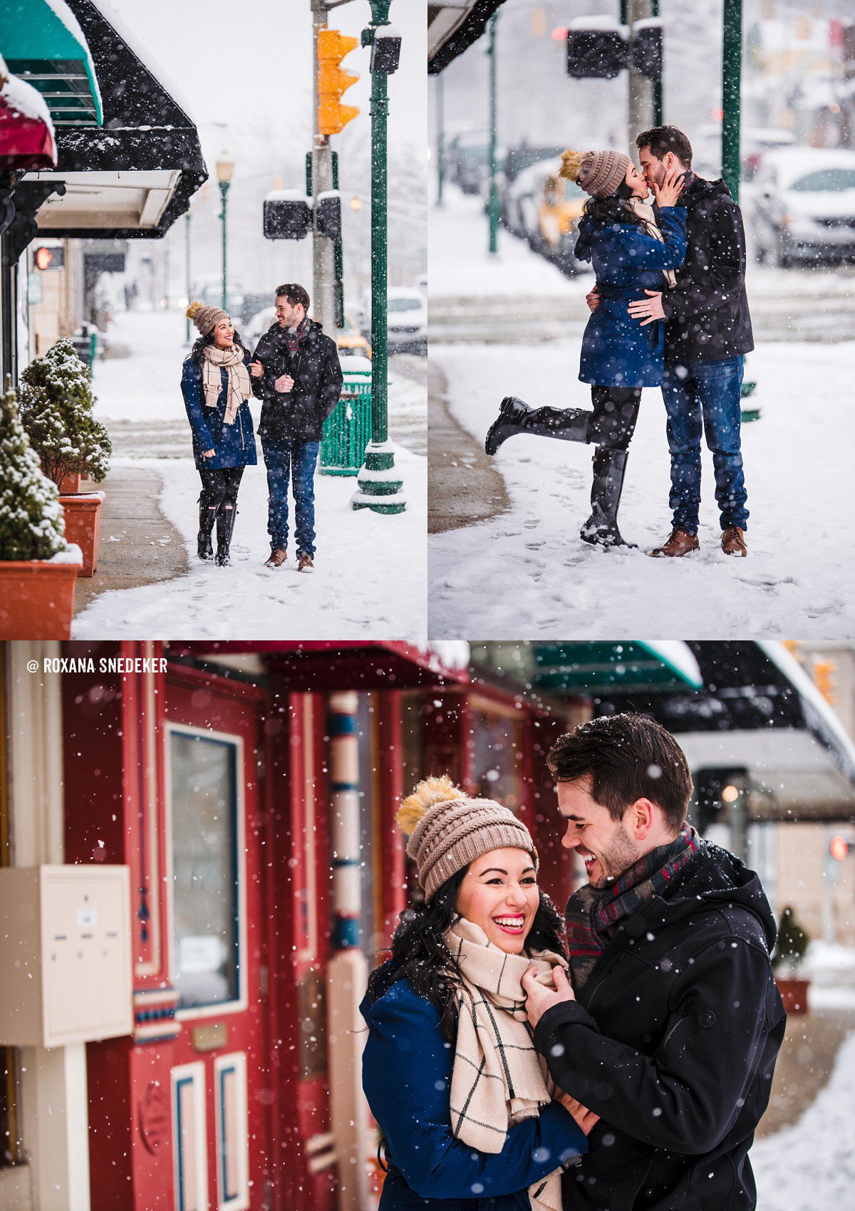 Behind the scenes engagement session in the snow Photoshoot