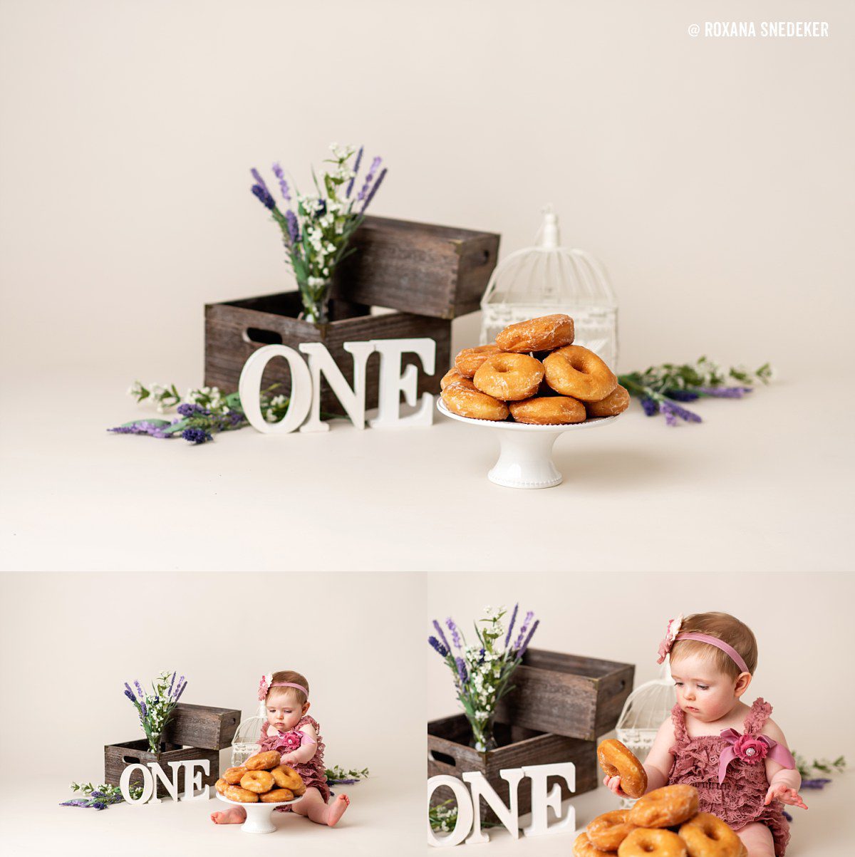 Donut cake smash for first birthday photo session