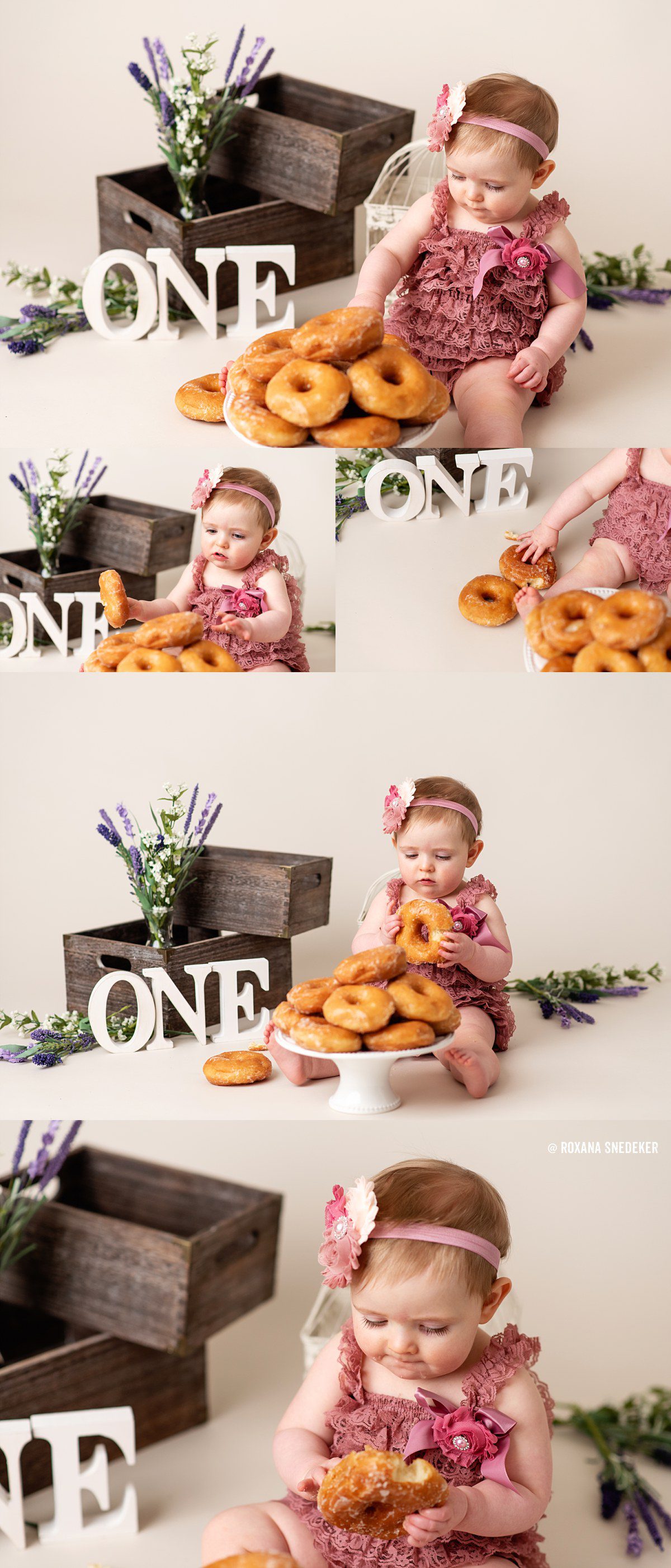 Donut cake smash for first birthday photo session