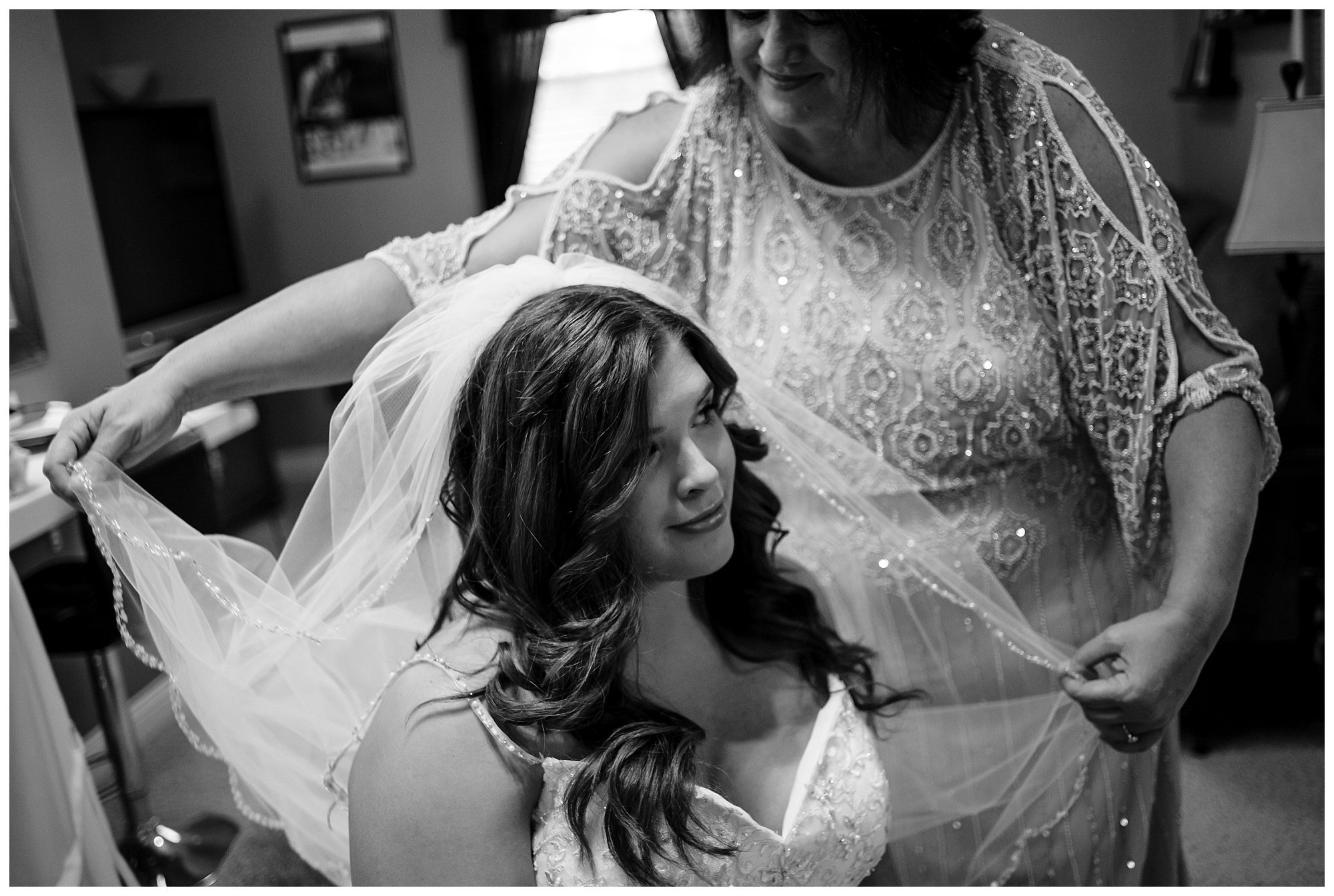 bride and mother of the bride getting ready