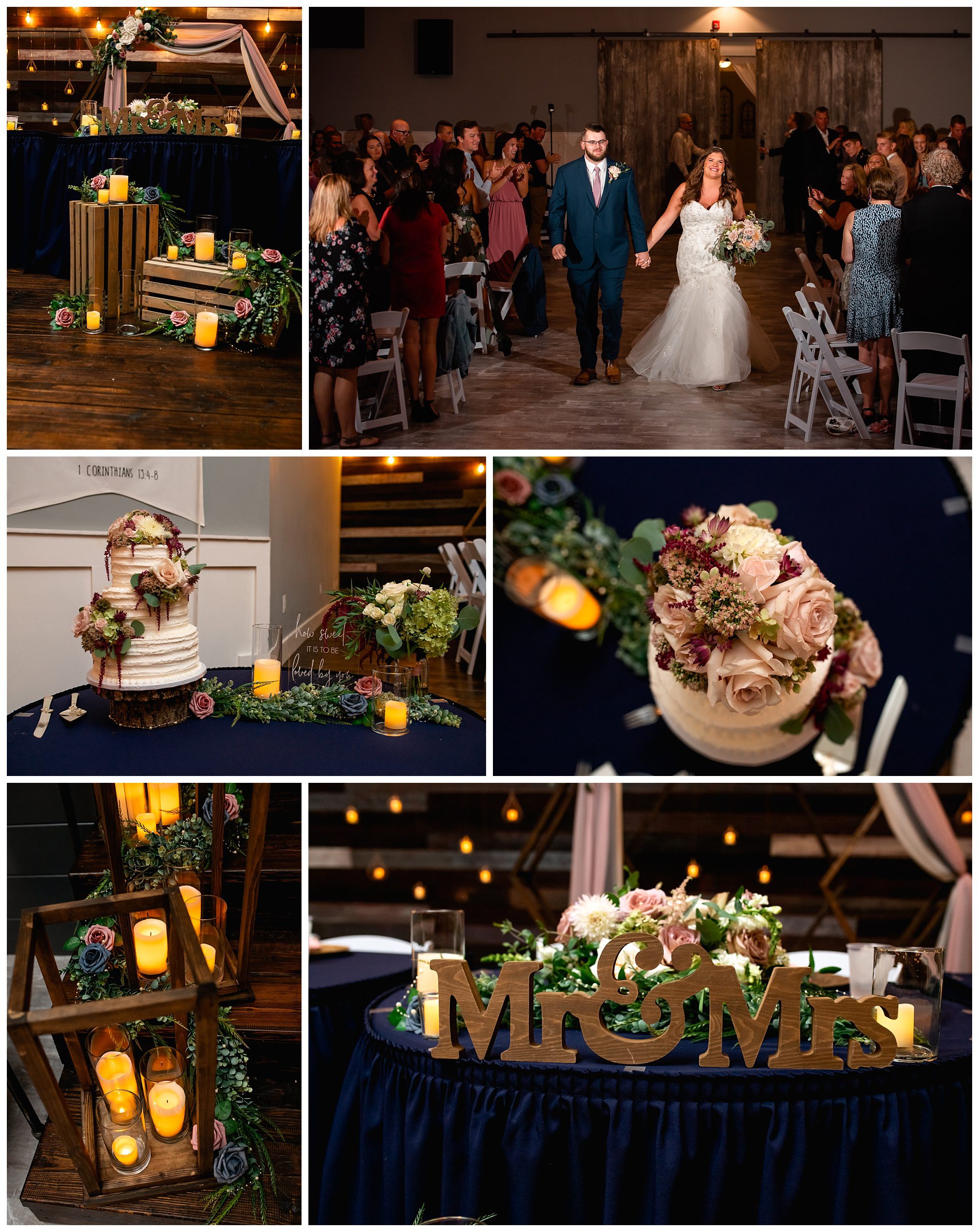 Bride and groom wedding day reception details